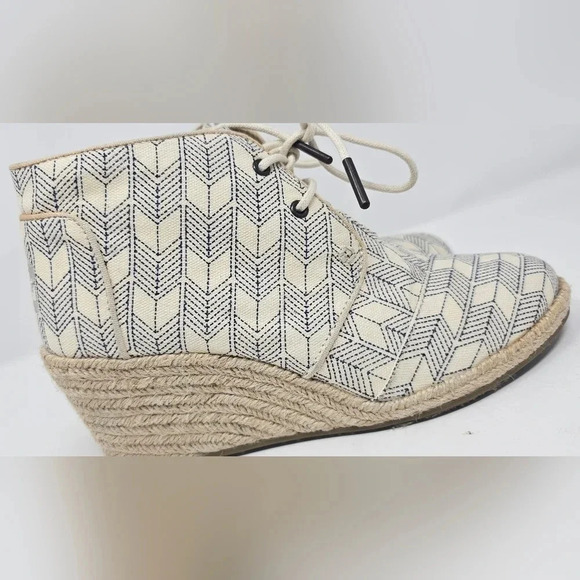 TOMS Desert Wedge Ink Sashiko Espadrilles Ankle Booties Size 7.5 - Picture 4 of 12